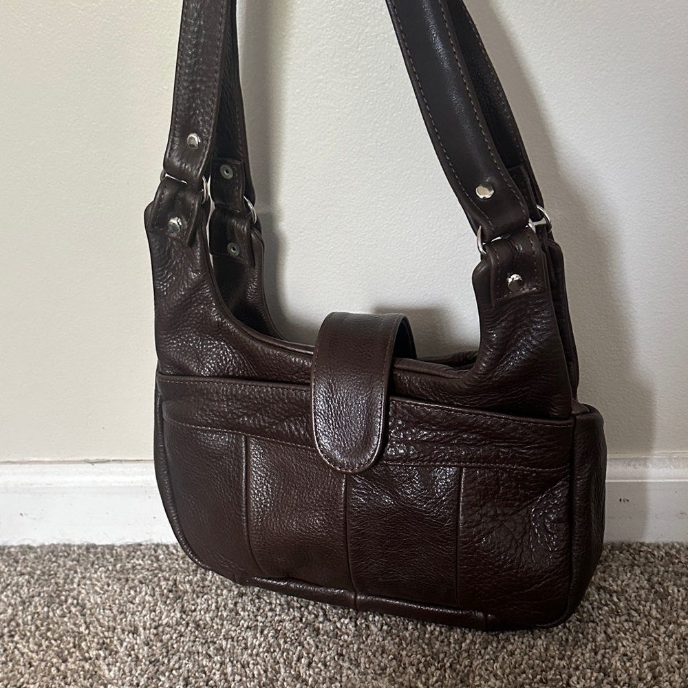Casual Brown Leather Shoulder Bag
